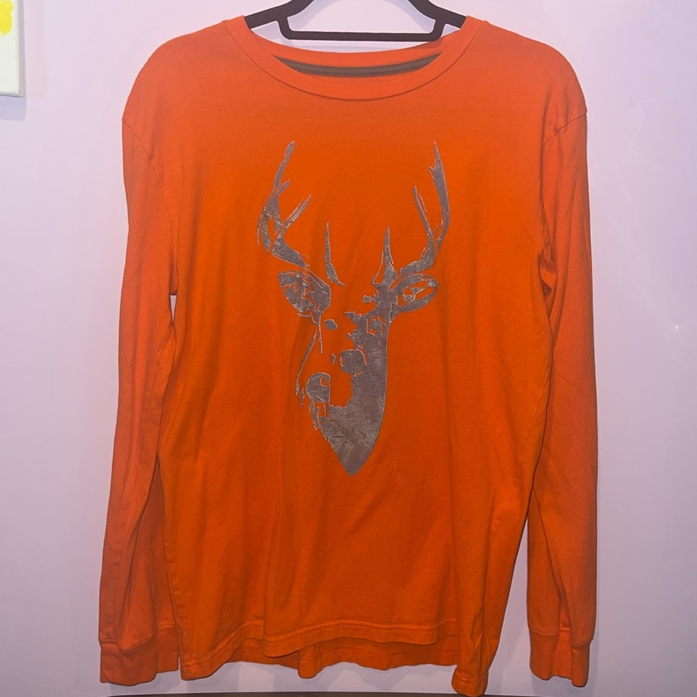 Carhartt Kids Orange Long Sleeve Graphic T-Shirt Deer Buck Antlers XL 18 20